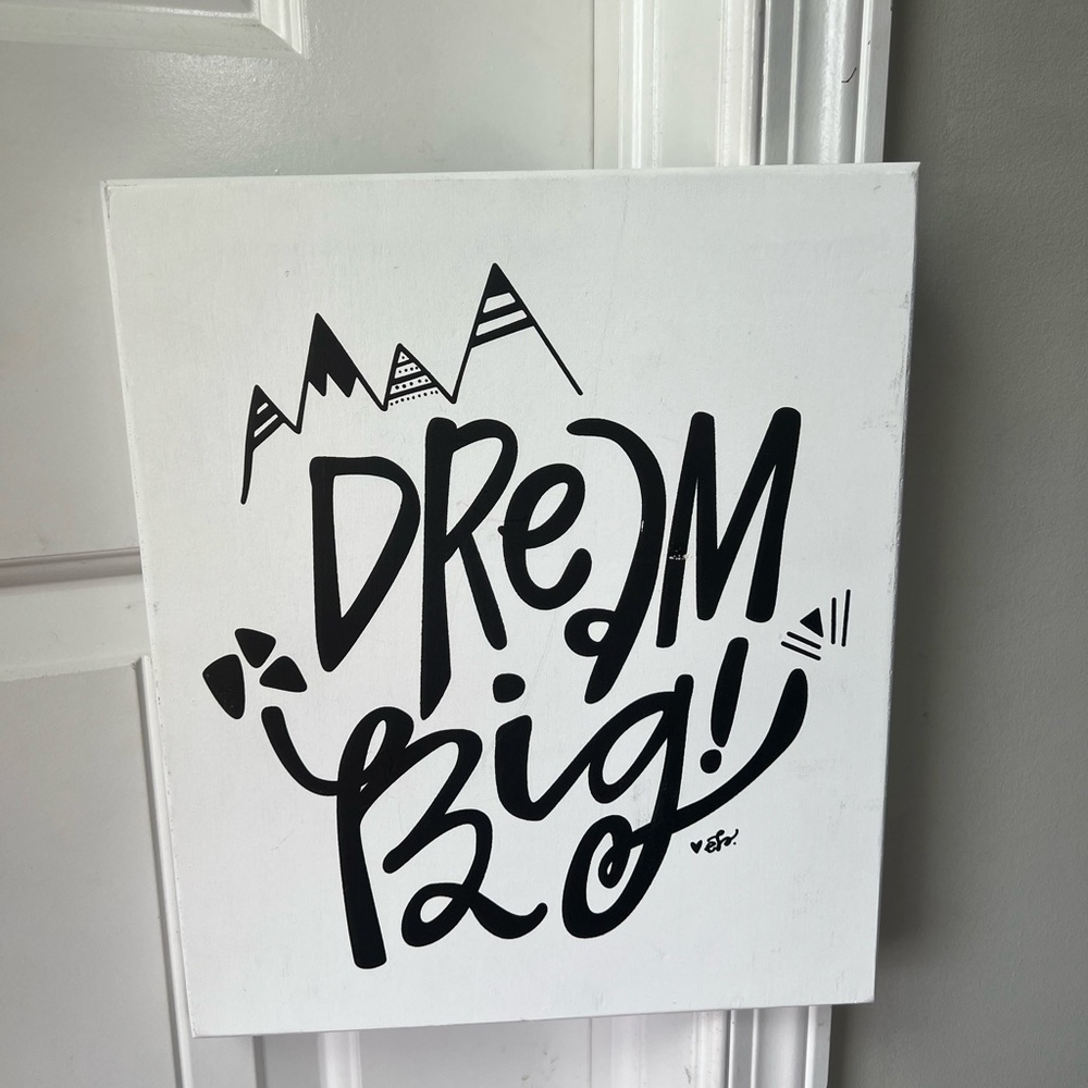 Dream Big Black White Wall Hanging Nursery Decor
